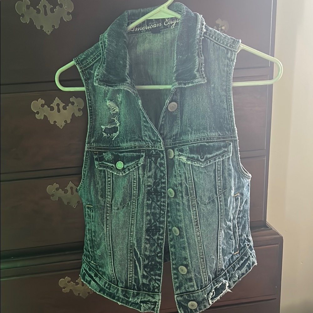 Distressed Denim Vest